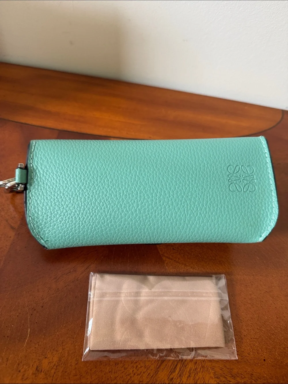 LOEWE Leather Sunglasses Case in Aqua Blue, NWOT